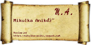 Mikulka Anikó névjegykártya